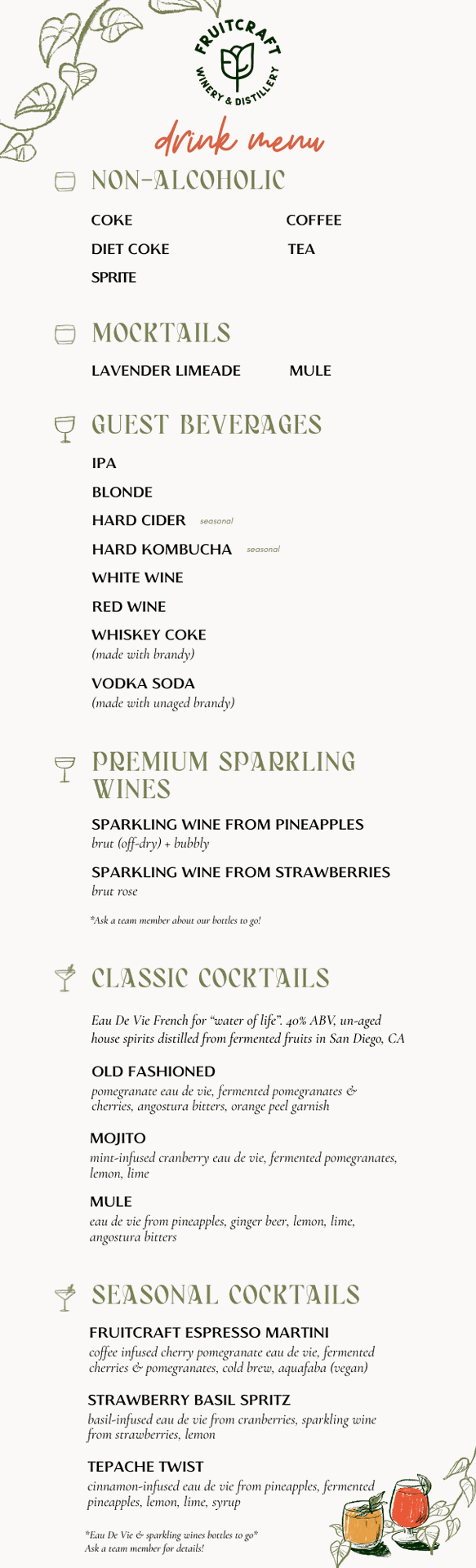 “Love Never Fails” wedding package menu offered at FruitCraft’s San Diego event venue.